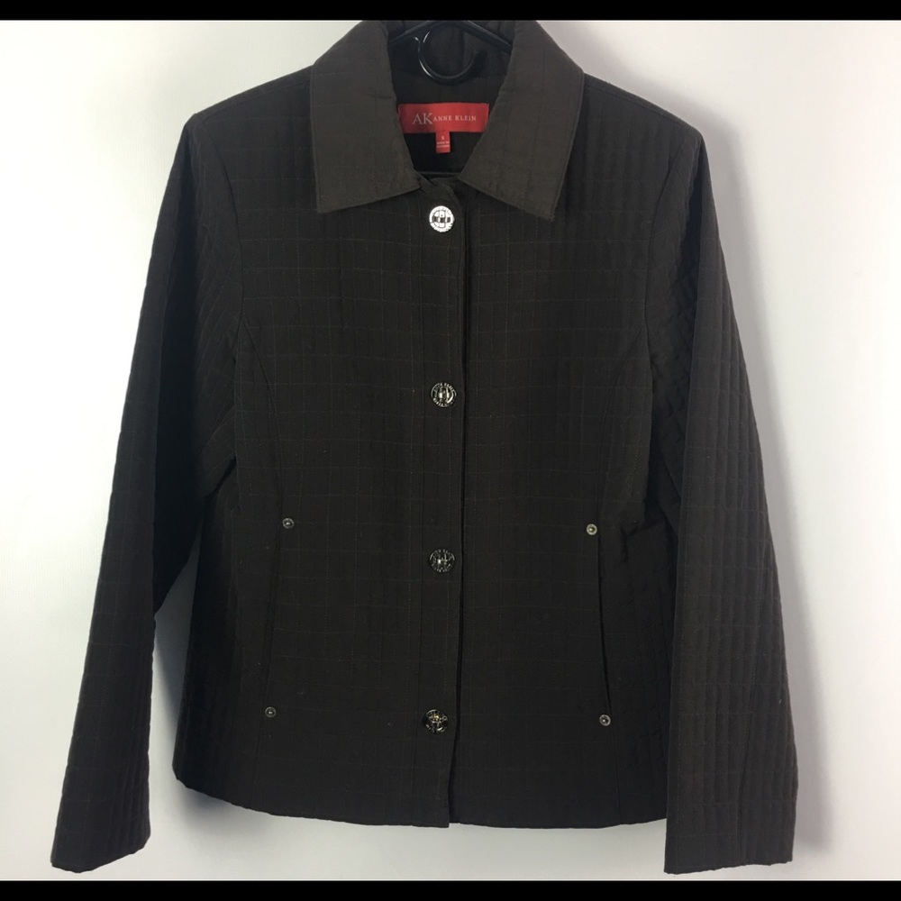 Anne Klein Quilted Jacket Brown Small.